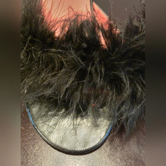 SALE Black Mules With Feather Accent - Picture 9 of 10